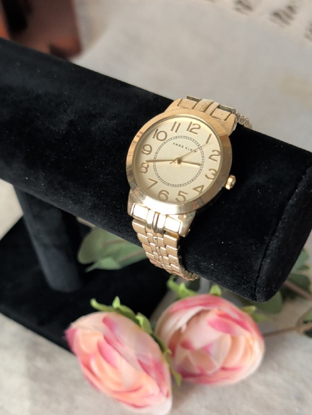 Anne Klein Gold Tone Watch Y2K Minimalist Bracelet Watch Classic Office Chic